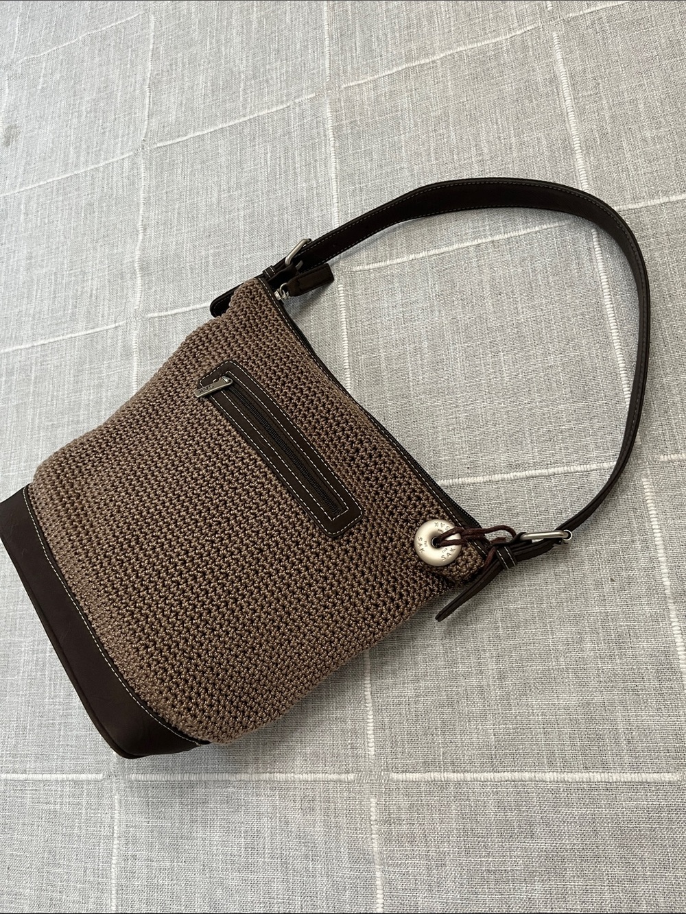THE SAK Brown Woven Shoulder Bag with Dark Trim